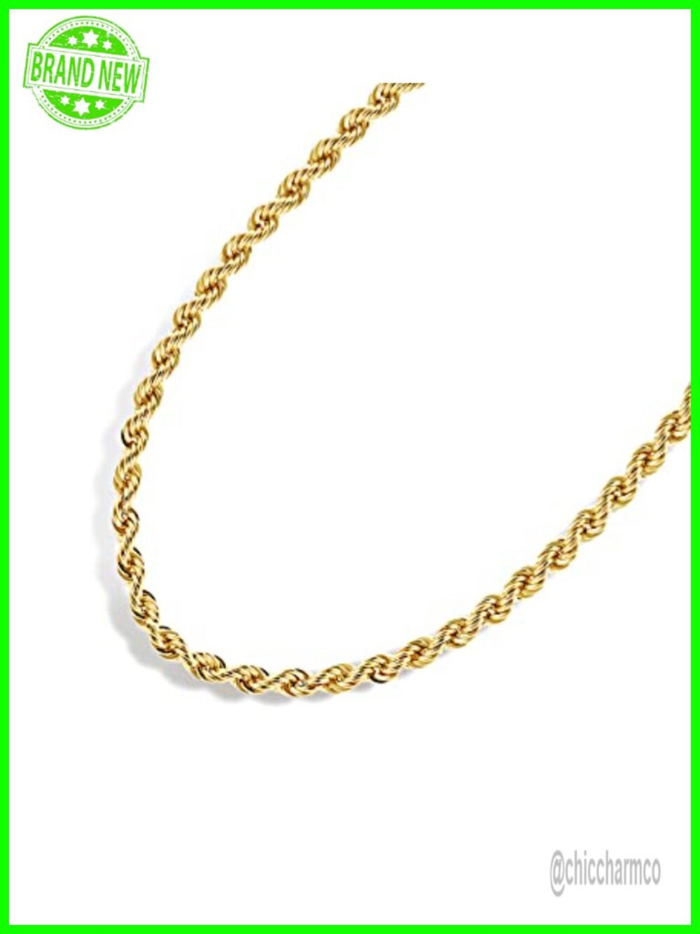 14K Solid Yellow Gold Filled Rope Chain Necklace 2.1mm